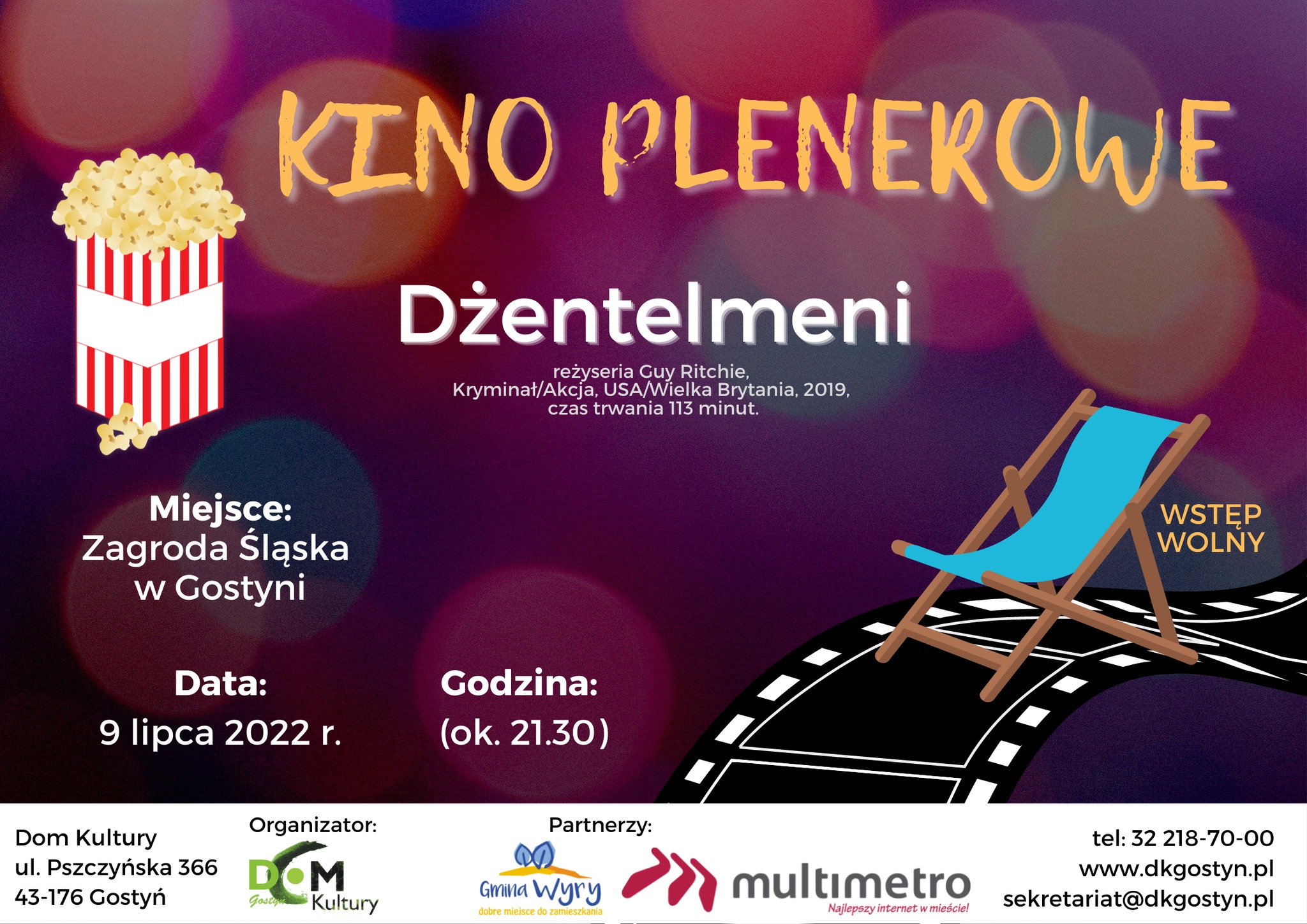 Kino na leżakach w Zagrodzie Śląskiej w Gostyni - pokaz filmu Dżentelmeni - plakat.jpg