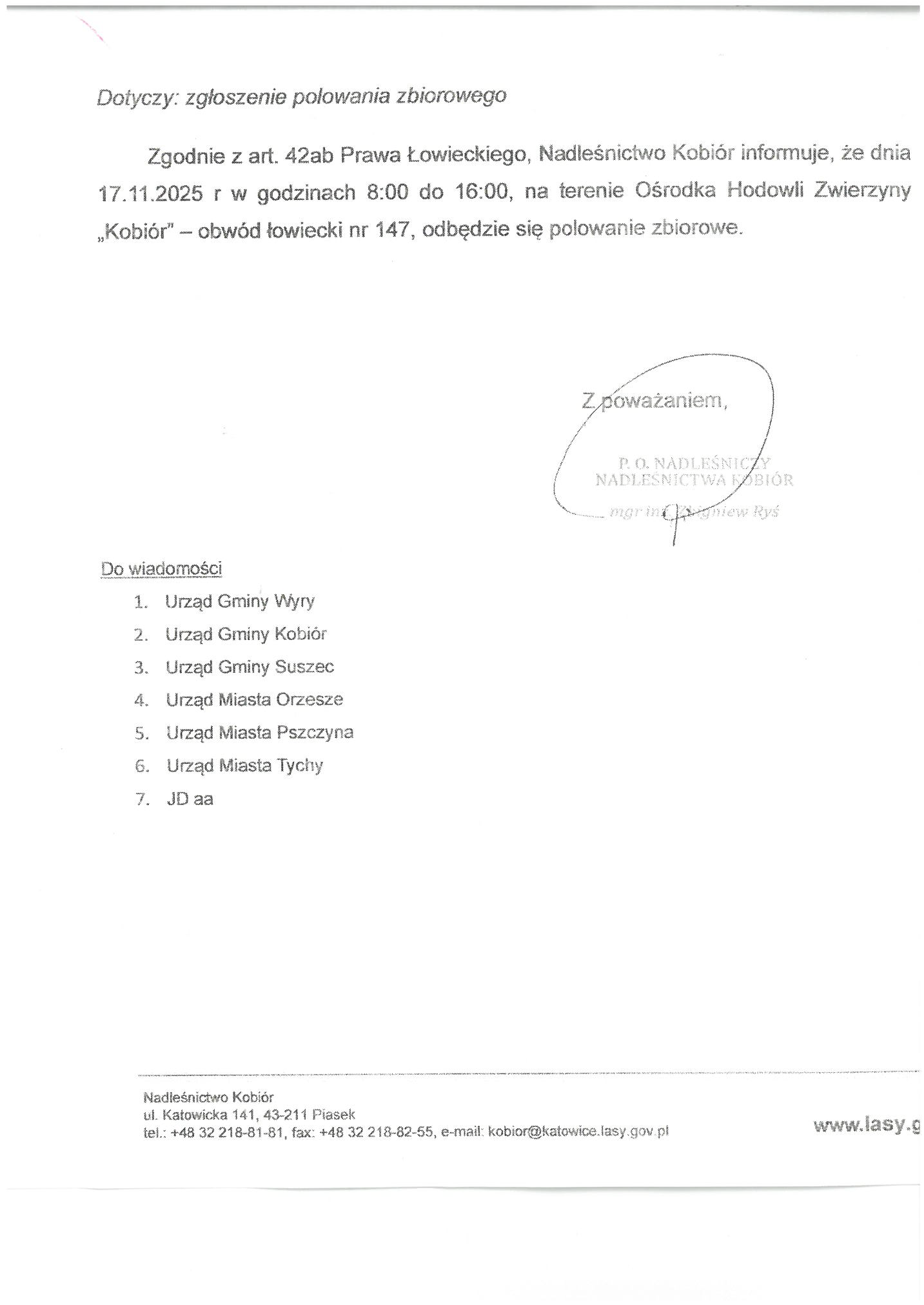 polowanie zbiorowe Nadleśnictwo Kobiór.png