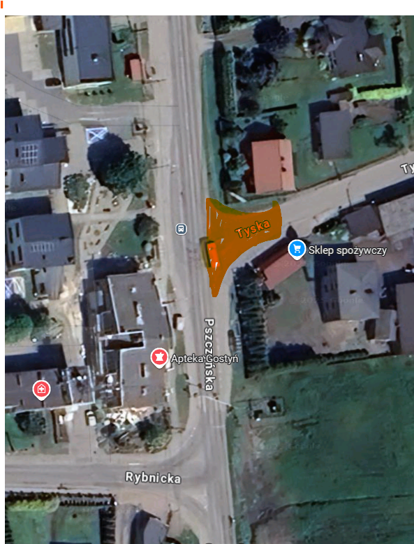 Mapa przedstawiająca zamknięty wjazd na ul. Tyską.png